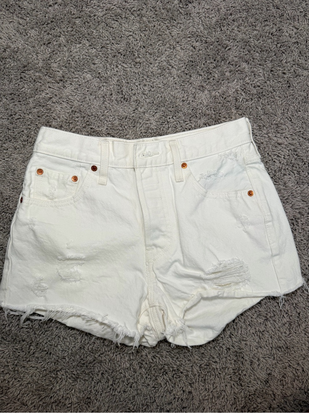 Levi's High-Waisted White Denim Shorts